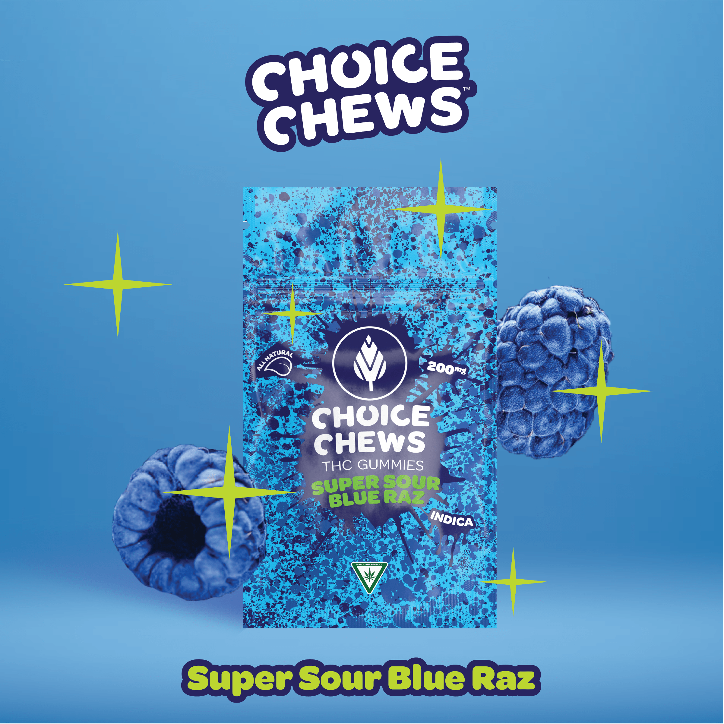 Super Sour Blue Raz | 200MG Gummy | Choice