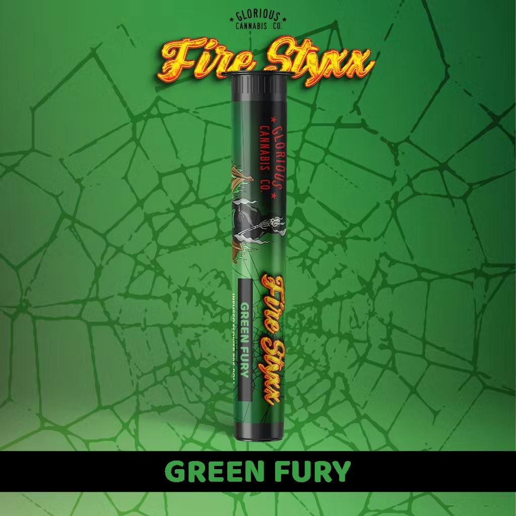 GLORIOUS CANNABIS CO. - FIRE STYXX 1G INFUSED PRE-ROLL - GREEN FURY