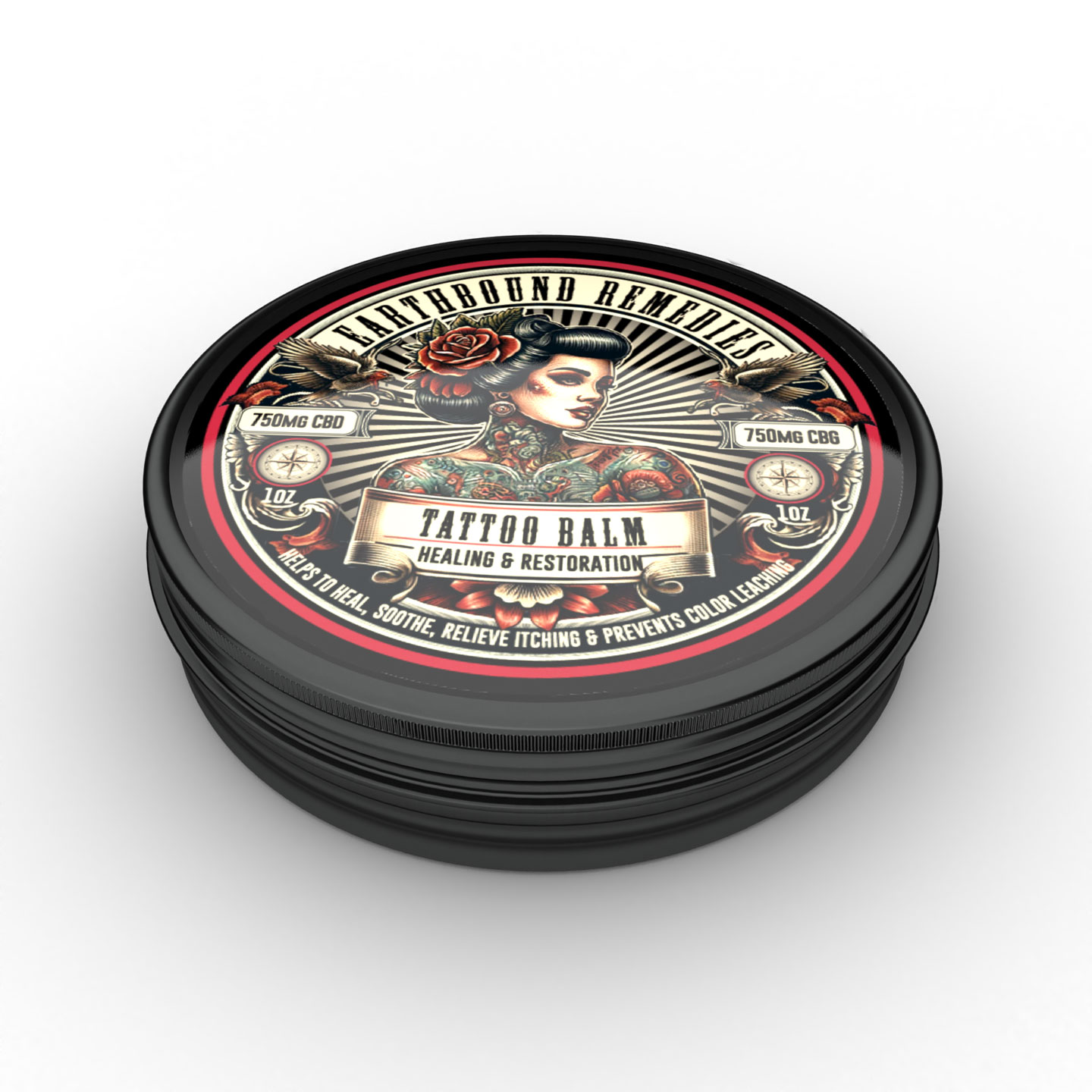 EARTHBOUND REMEDIES 1500MG CBD:CBG TATTOO BALM (1OZ) (750MG CBD, 750MG CBG)