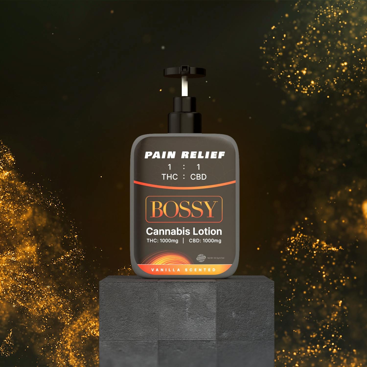 BOSSY - 1:1 VANILLA SCENTED LOTION - THC: CBD/1000:1000 - 4 OZ PUMP