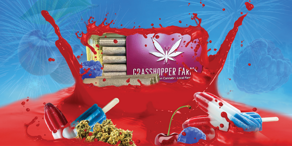 GRASSHOPPER FARMS - RED, WHITE, BERRY BLAST - INFUSED PRE-ROLLS(5PK)