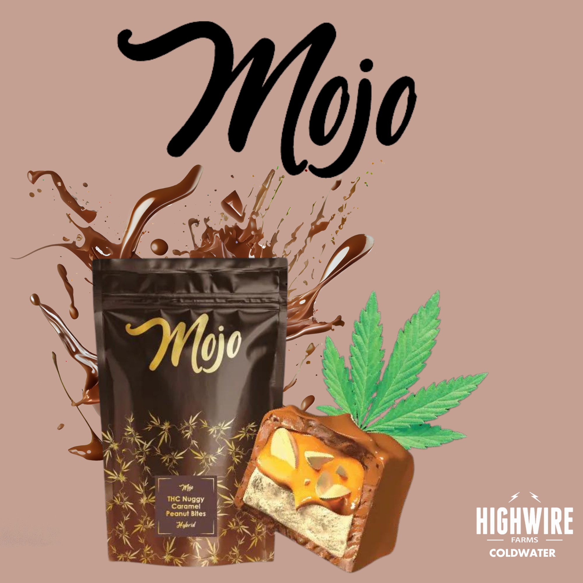 MOJO - 200MG CHOCOLATES - NUGGY CARAMEL PEANUT BITES (HYBRID)