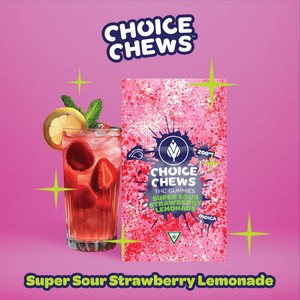CHOICE - 200MG GUMMIES - SUPER SOUR STRAWBERRY LEMONADE (INDICA)