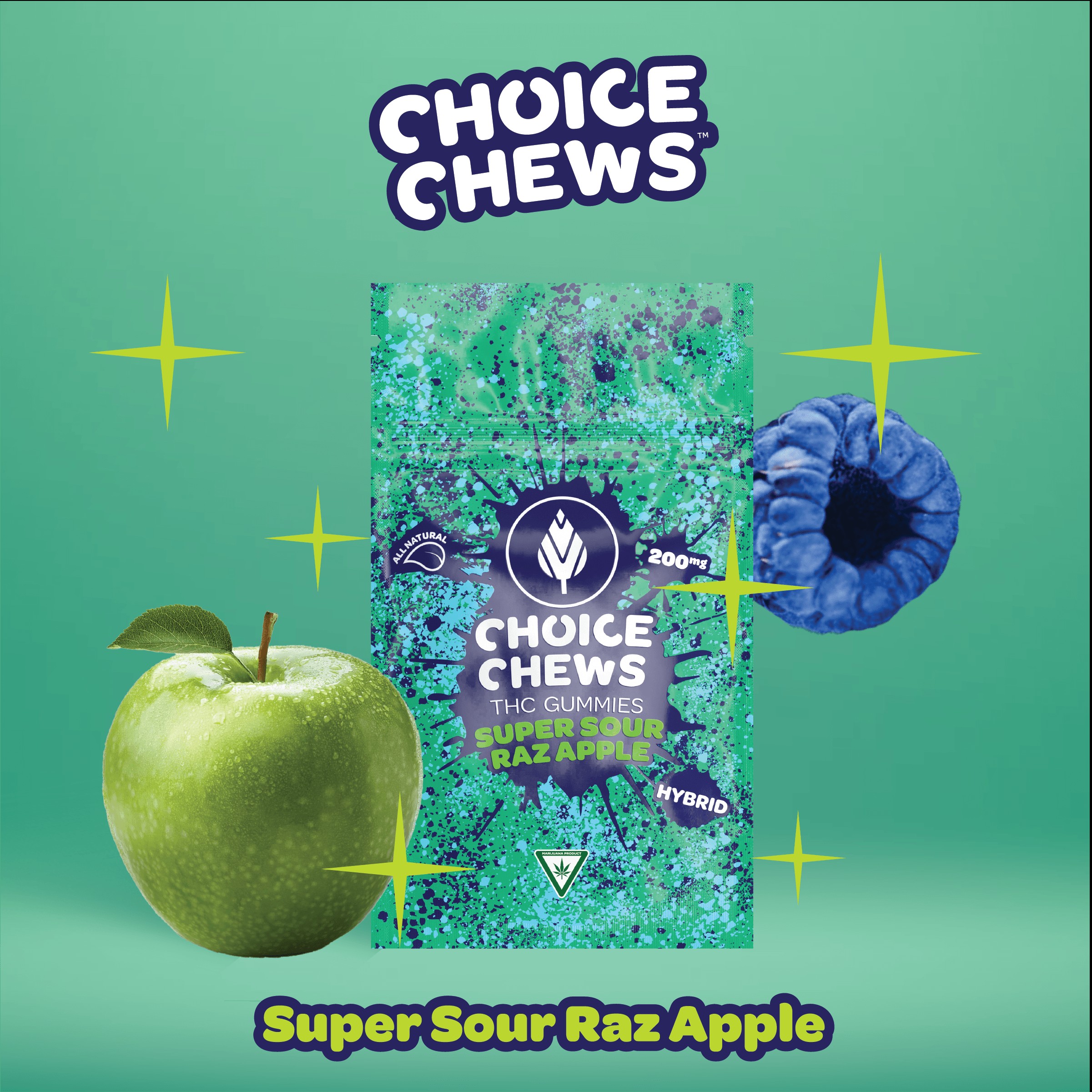 CHOICE - 200MG SUPER SOUR RAZZ APPLE (HYBRID)