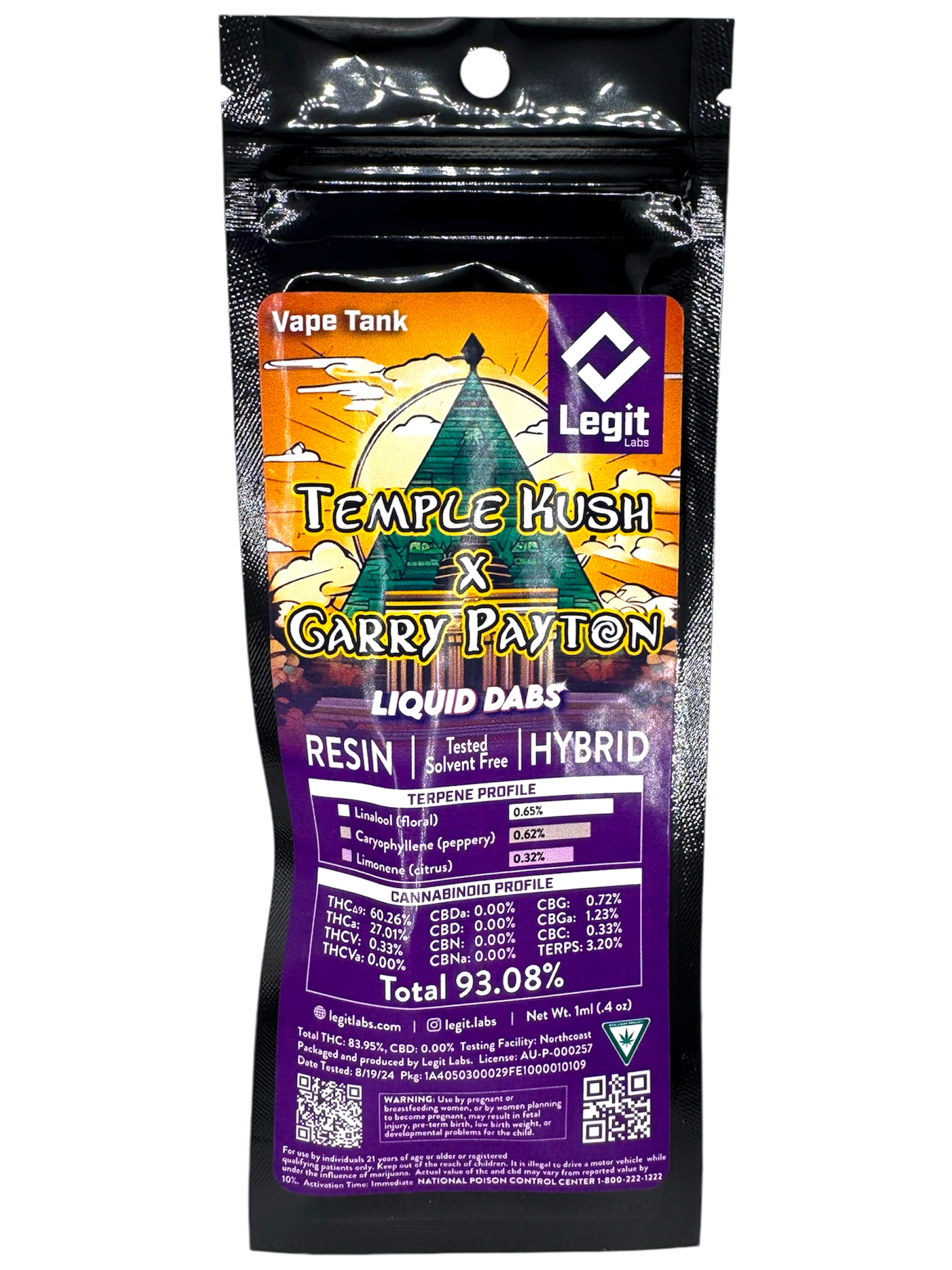 1G Temple Kush X Gary Payton Resin Cartridge