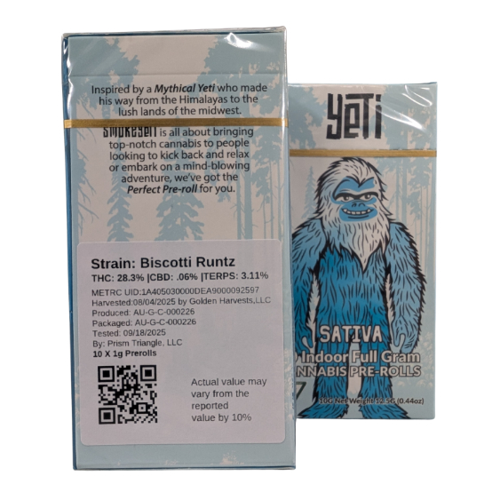 10G BISCOTTI RUNTZ YETI 10 PACK PREROLLS – Premium Cannabis Products ...