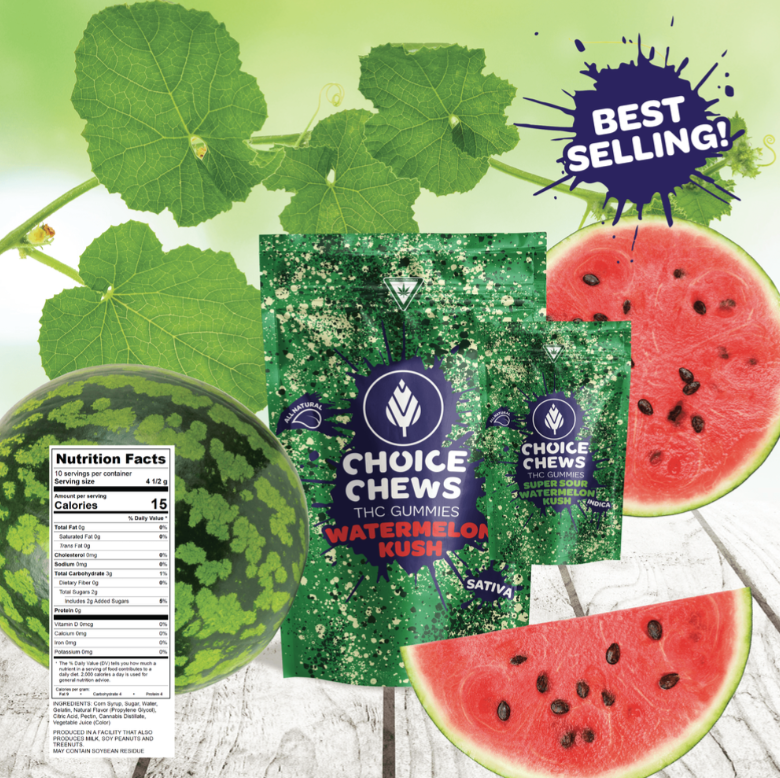 100MG Super Sour Watermelon Kush Choice Chews
