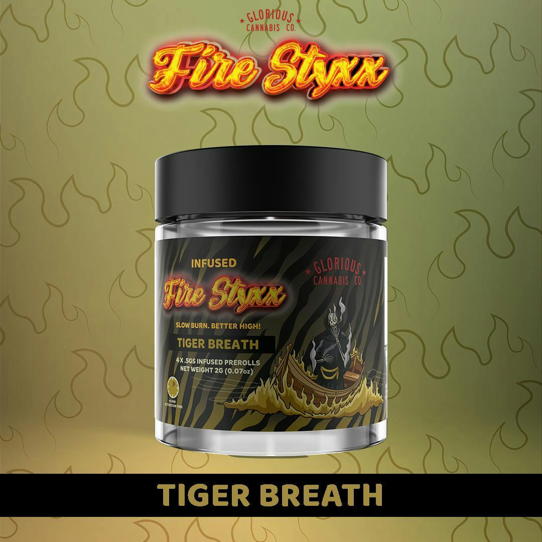 0.5G Fire Styxx Tigers Breath Infused Preroll 4 Pack